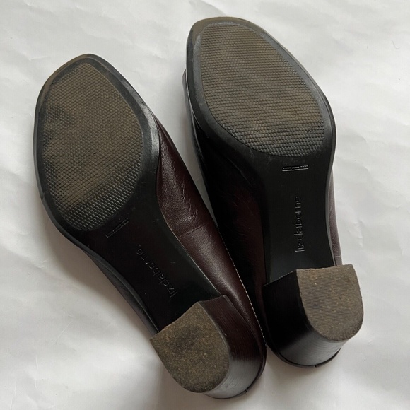 Liz Claiborne Shoes Slip on Mules Size 8 Brown Leather Block Heels Peep Toe - Picture 8 of 9